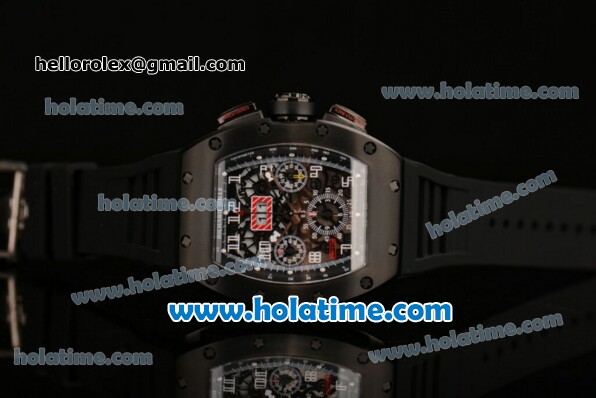 Richard Mille Felipe Massa Flyback Chrono Swiss Valjoux 7750 Automatic PVD Case with Numeral Markers Skeleton Dial and Black Rubber Bracelet - Click Image to Close